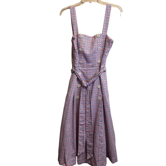 Draper James Kylie Love Circle Dress Woman Red White Blue‎ Lined Midi - Picture 14 of 16